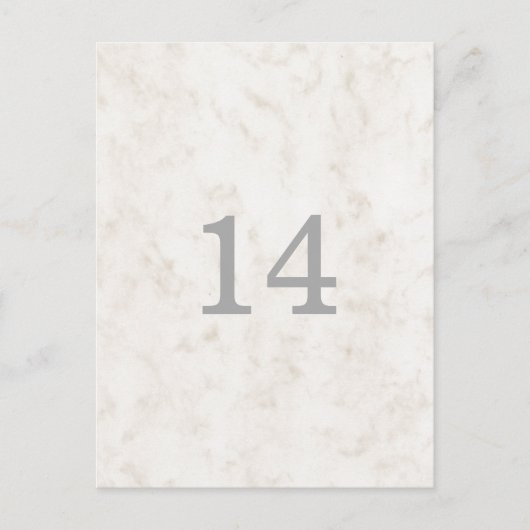 Soft beige Elegant Marble Table Number Briefkaart (Voorkant)