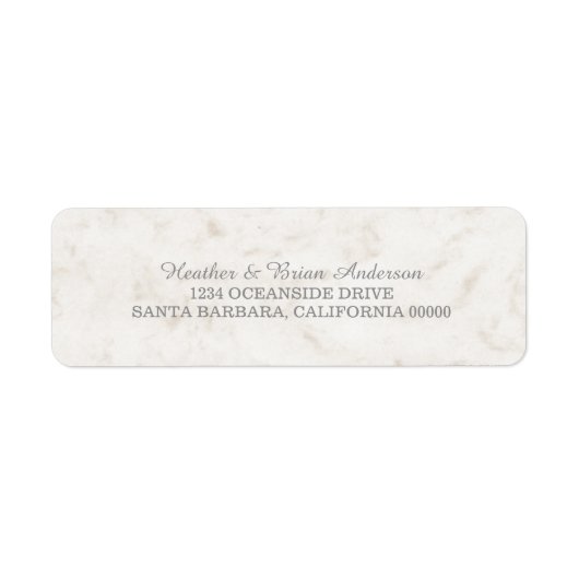 Soft Beige Elegant Marble Wedding Etiket (Voorkant)