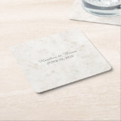 Soft Beige Elegant Marble Wedding Kartonnen Onderzetters (Schuin)
