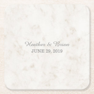 Soft Beige Elegant Marble Wedding Kartonnen Onderzetters