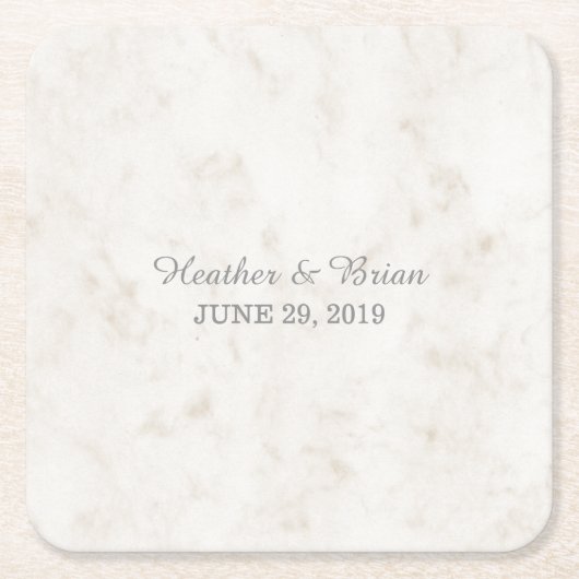 Soft Beige Elegant Marble Wedding Kartonnen Onderzetters (Voorkant)