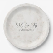 Soft Beige Elegant Marble Wedding Papieren Bordje (Voorkant)