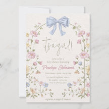 Soft Beige Floral Flower Its a Girl Baby Shower