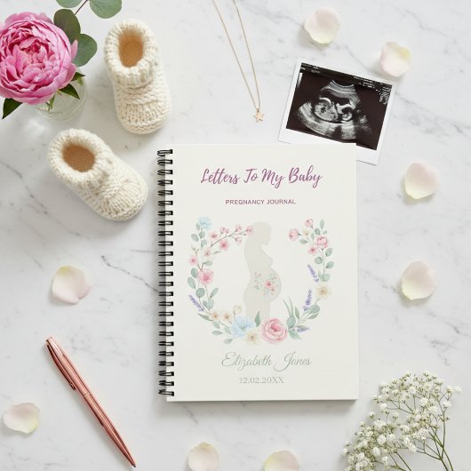 Soft Beige Floral Pregnancy Journal Keepsake Notitieboek