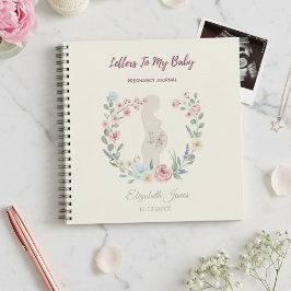 Soft Beige Floral Pregnancy Journal Keepsake Notitieboek