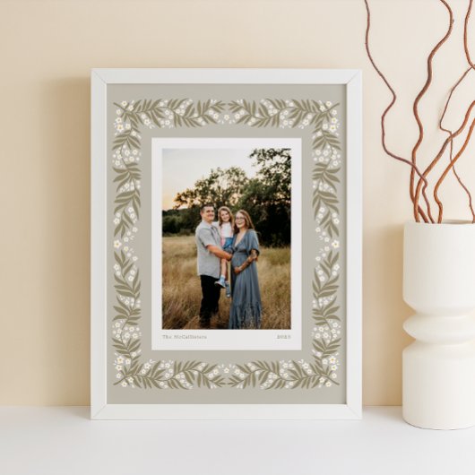 Soft Beige Folk Art Floral Lijst met aangepaste te Poster