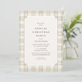 Soft Beige Gingham Christmas Party Kaart (Staand voorkant)