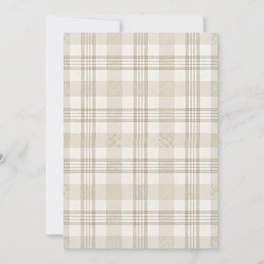 Soft Beige Gingham Christmas Party Kaart (Achterkant)
