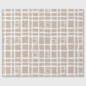 Soft Beige Grid Ivory Geometric Pattern Cadeaupapier (Vlak)