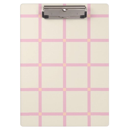Soft Beige & Pink Grid Pattern Klembord (Voorkant)