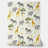 Soft Beige Safari Nursery Wallpaper – Oerwoud Behang (Afrollen)