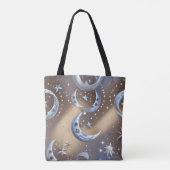 Soft Beige Silvery Blue Moon Calm Elegance Tote Bag (Achterkant)