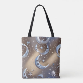Soft Beige Silvery Blue Moon Calm Elegance Tote Bag