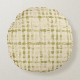 Soft Beigi, Khaki Checkered Pattern,Simple, Modern Rond Kussen