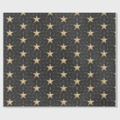 Soft Black en Gold Starbursts Cadeaupapier (Vlak)