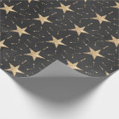 Soft Black en Gold Starbursts Cadeaupapier (Hoek)