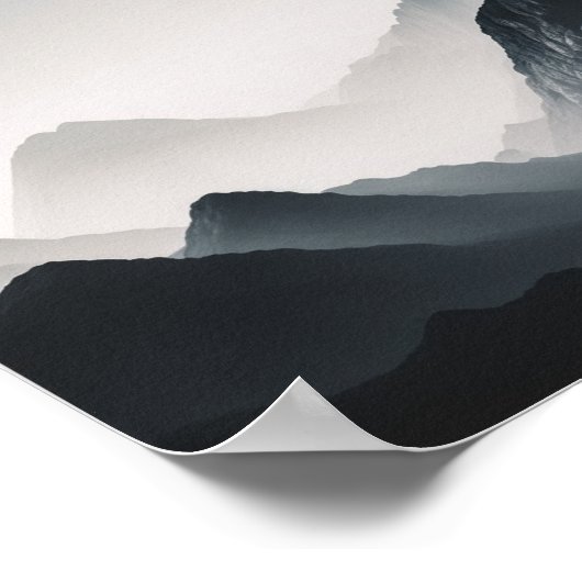 Soft Black en White Foto van de bergen Poster (Hoek)