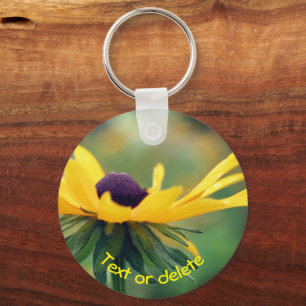 Soft Black Eyed Susan Flower Personalized Sleutelhanger