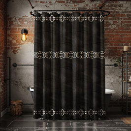 Soft Black Faux Suede Leather Douchegordijn