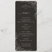 Soft Black Leaf Motif Thanksgiving Flat 4 Course Menu (Voorkant)