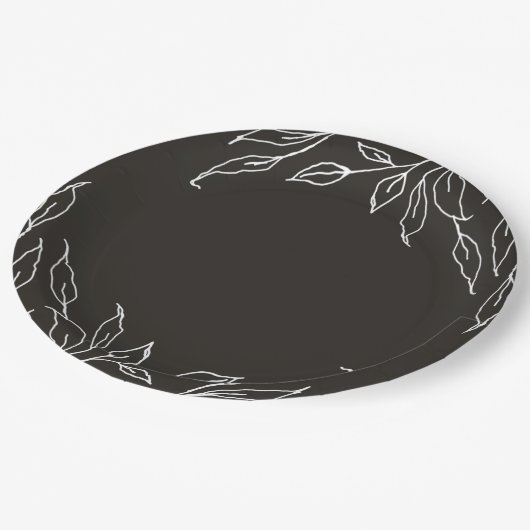 Soft Black Leaf Motif Thanksgiving Party Papieren Bordje (Gekanteld)
