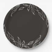 Soft Black Leaf Motif Thanksgiving Party Papieren Bordje (Voorkant)