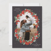 Soft Black Red Berries + Eucalyptus kerstfoto Feestdagenkaart (Voorkant)
