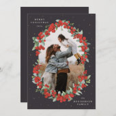 Soft Black Red Berries + Eucalyptus kerstfoto Feestdagenkaart (Voorkant / Achterkant)