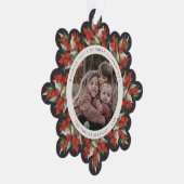 Soft Black Red Berries+Greenery Christmas Paper Ornament Kaart (Rechts)