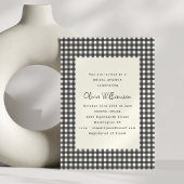 Soft Black White Gingham Plaid Vrijgezellenfeest Kaart