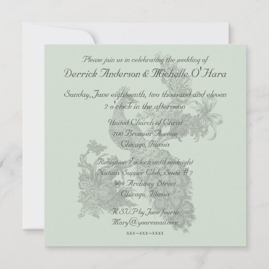 Soft Blauwgroen Crosshatch Peacock Wedding Invitat Kaart (Achterkant)