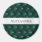 Soft Blauwgroen Green Luxury faux Velvet Naam Magneet (Voorkant)