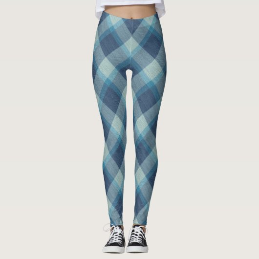 Soft Bleu Tartan Leggings (Voorkant)