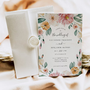 Soft Bloom Bloemen Zomer Huwelijksuitnodiging Kaar Kaart