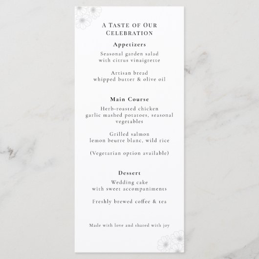 Soft Bloom Elegance "4 *9" Trouwmenu Menu (Voorkant)