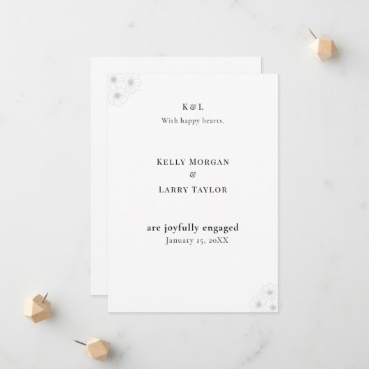 Soft Bloom Elegance Engagement Announcement Card Aankondiging (Voorkant / Achterkant in situ)