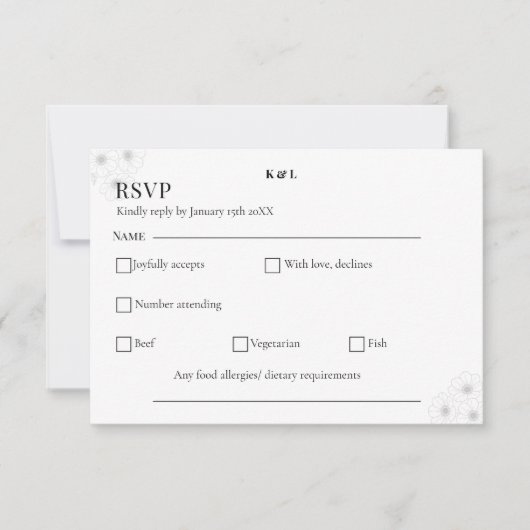 Soft Bloom Elegance / Minimalist Floral Wedding  RSVP Kaartje (Voorkant)