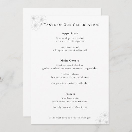 Soft Bloom Elegance Wedding Menu (Voorkant / Achterkant)