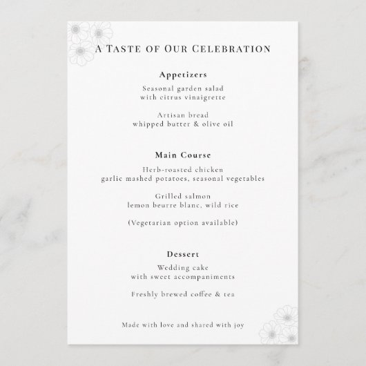 Soft Bloom Elegance Wedding Menu (Voorkant)