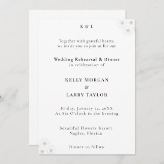 Soft Bloom Elegance Wedding Rehearsal Invitation Kaart