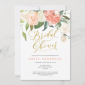 Soft Bloom Perzik Bloemen Bruids Douche Uitnodigin Kaart (Voorkant)