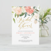 Soft Bloom Perzik Bloemen Bruids Douche Uitnodigin Kaart (Staand voorkant)