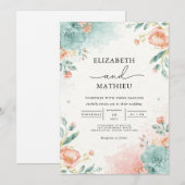 Soft Bloom Wash Botanische bruiloft Kaart (Voorkant / Achterkant)