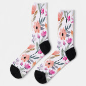Soft Bloom Watercolor Flower Pattern Pastel  Sokken (Links)