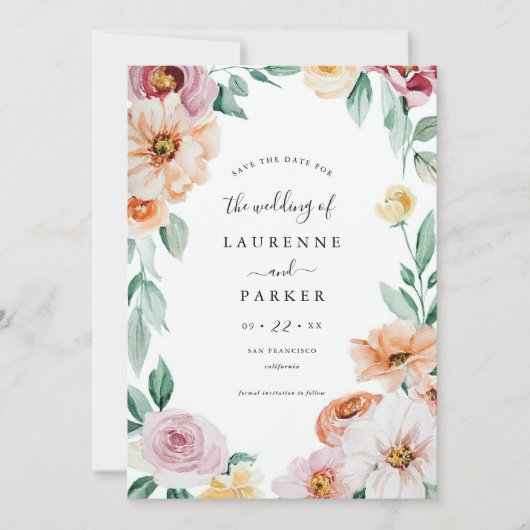 Soft Blooms Save the Date Aankondiging Nodig Kaart (Voorkant)