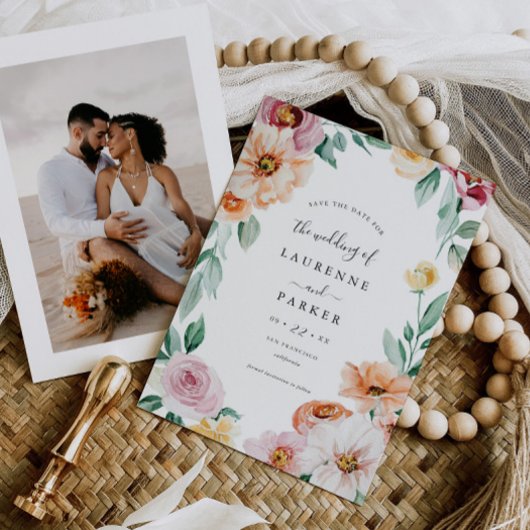 Soft Blooms Save the Date Aankondiging Nodig Kaart
