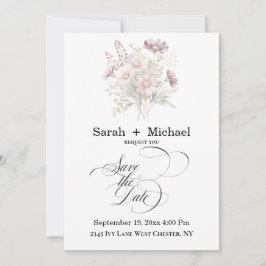 Soft Blooms Spring Floral Save the Date Invitation Kaart