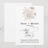 Soft Blooms Spring Floral Save the Date Invitation Kaart (Voorkant / Achterkant)