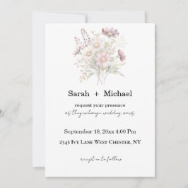 Soft Blooms Spring Floral Wedding Invitation Kaart