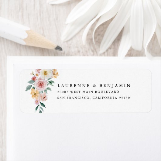 Soft Blooms Wedding Retour Adres Label Stickers (Insitu)